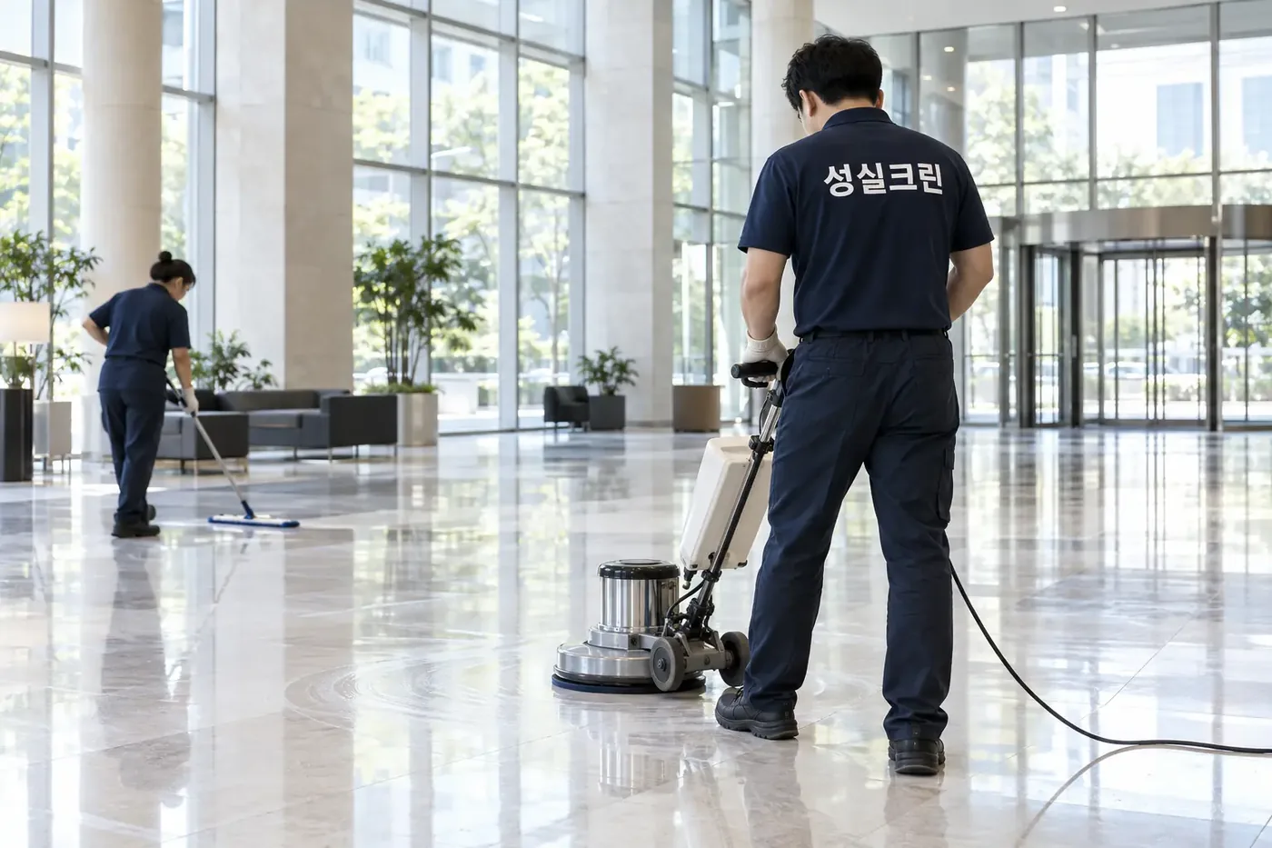 성실크린 부산 바닥왁스코팅 현장