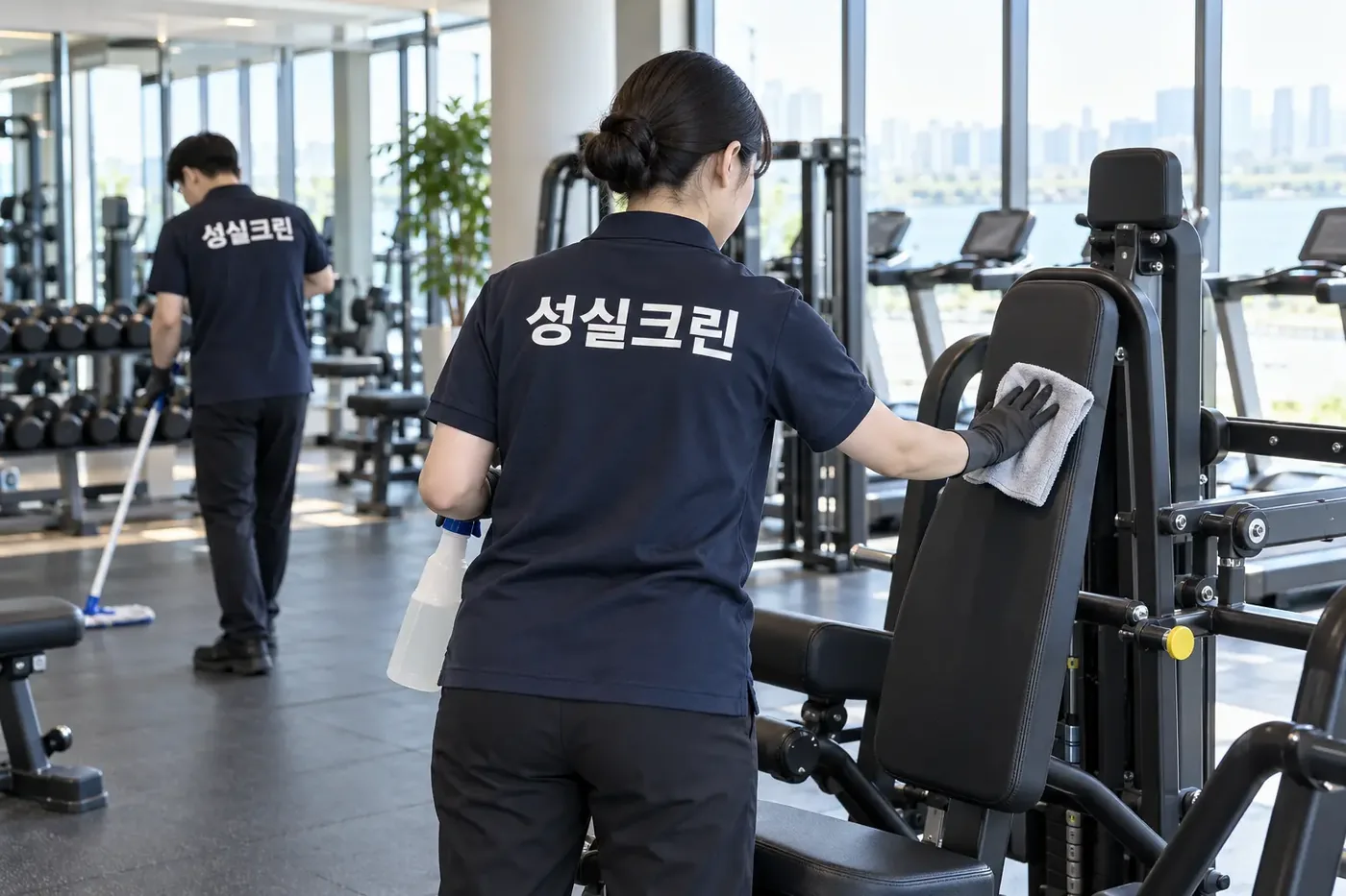 성실크린 도봉구 헬스장청소 현장