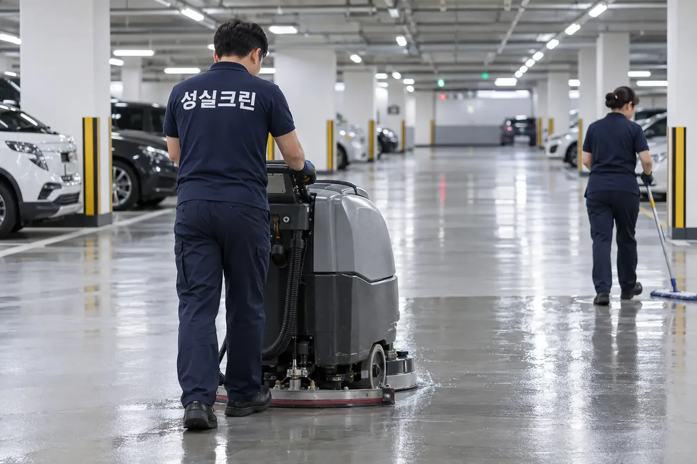 성실크린 동작구 주차장청소 현장